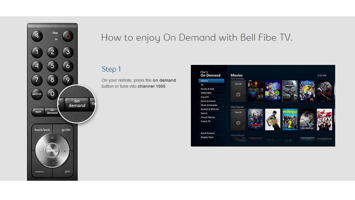 Video On Demand služby Bell Fibe