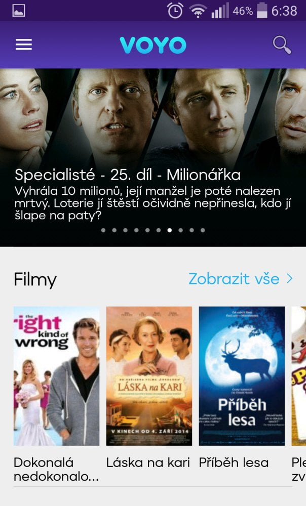 Domovská nabídka - hlavní menu.