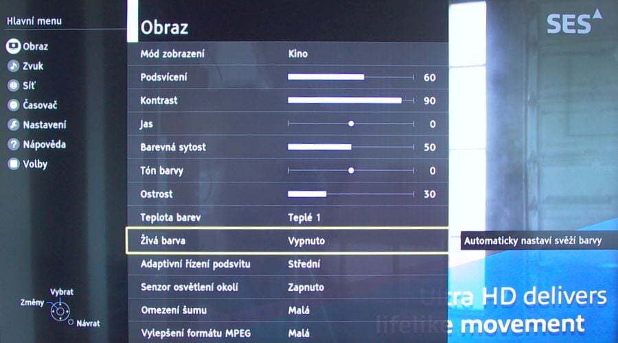 Možnosti úprav obrazového nastavení jsou velmi bohaté. Volbu Živá barva je ale dobré hned po instalaci TV vypnout a pak ji teprve začít seřizovat podle vašich představ.