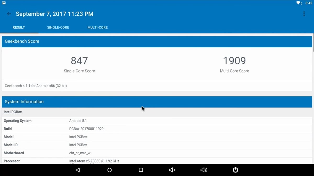 X5 Dual Boot Mini PC - Benchmarky Android