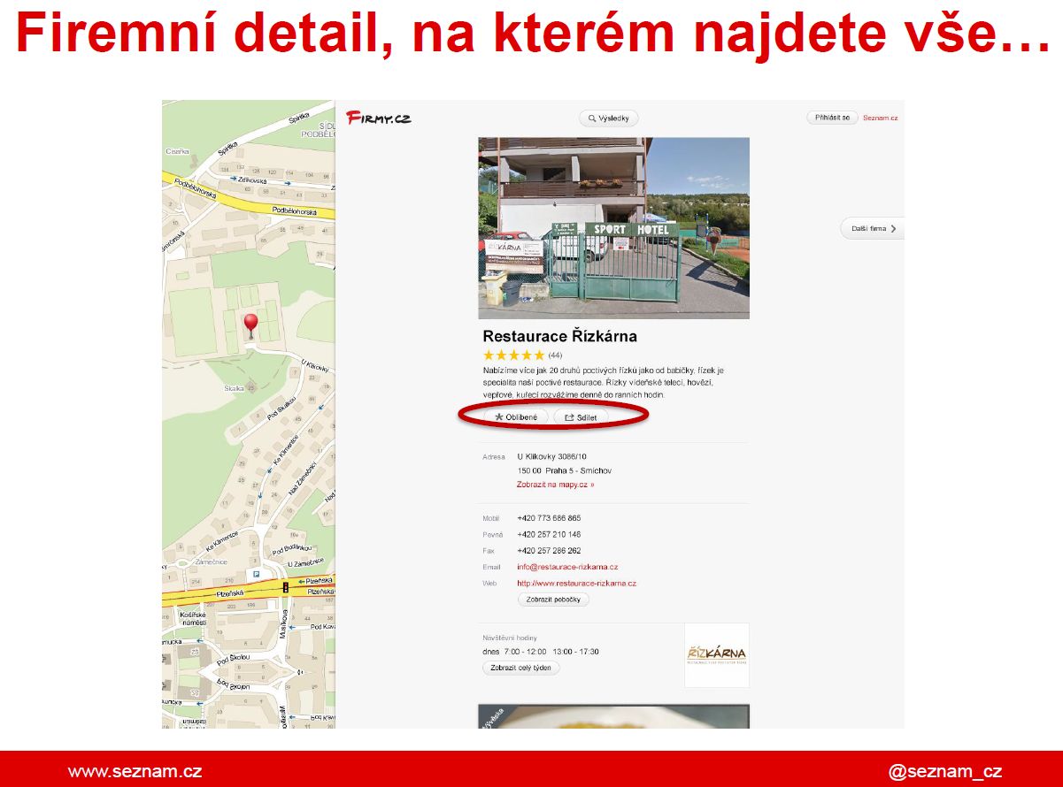 Katalog klade důraz na co největší množství informací o provozovně.