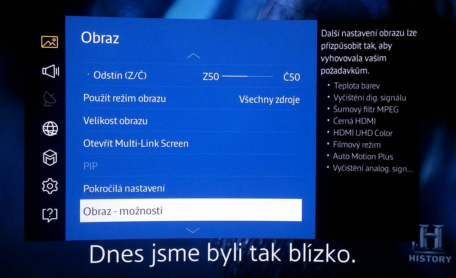 Samsung UE48JU6742U – menu nastavení