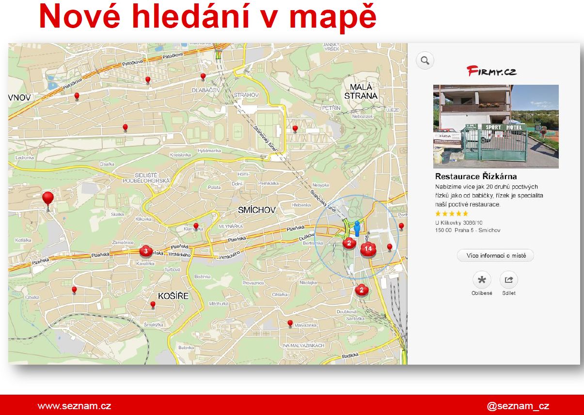 Nová verze online katalogu Firmy.cz umožní hledat provozovny prostřednictvím mapy.