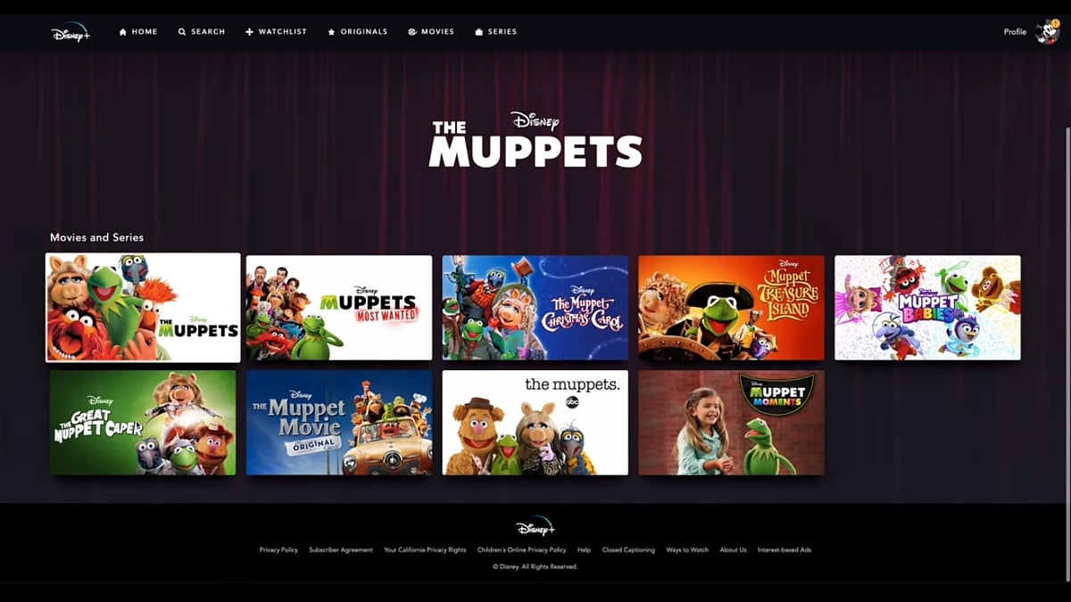 Sekce Explore v Disney+