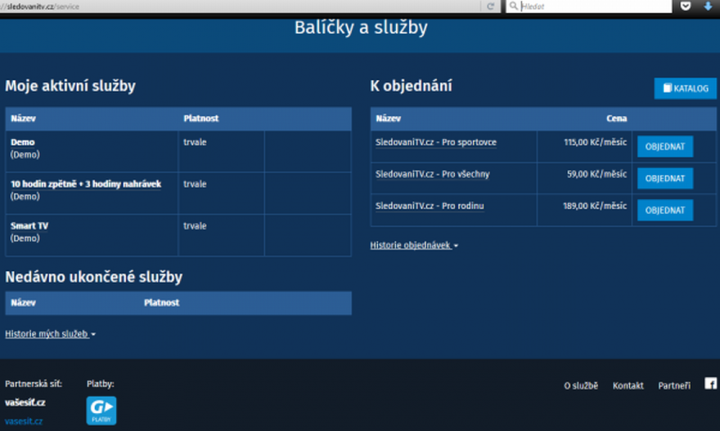 SledováníTV - původní nabídka TV balíčků dostupná v pátek byla ještě bez HBO Go.