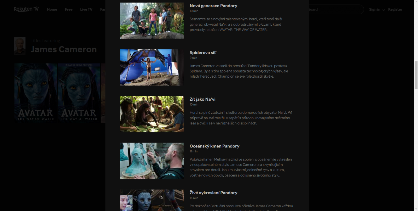 Rakuten - placené sekce 4K a Popular Movies