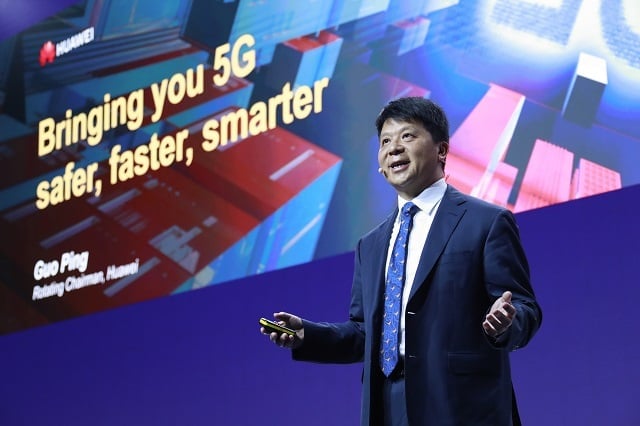 Guo Ping z Huawei na MWC 2019 v Barceloně