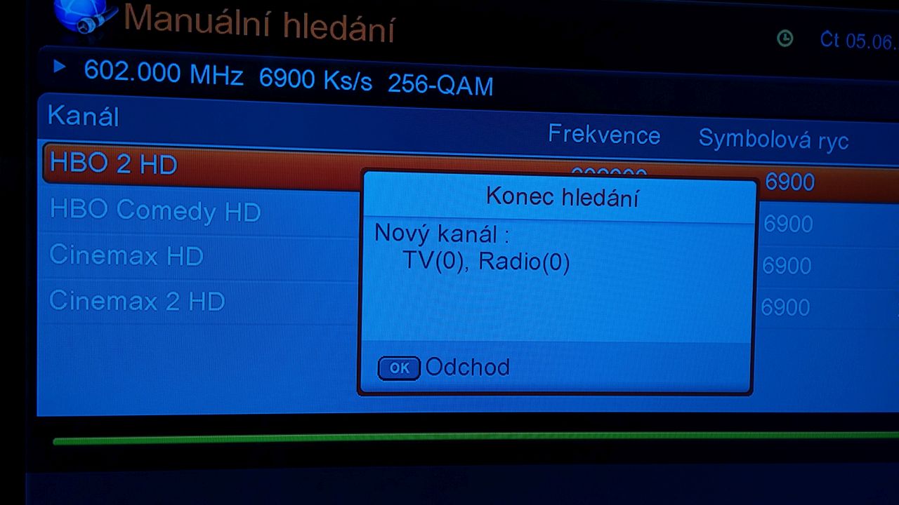 "Testy probíhají na kmitočtu 602 MHz (kanál 37) s 256 QAM. Pro naladění musí uživatel nastavit síť na vypnuto, nebo se mu programy v seznamu neobjeví," radí čtenář Jekte Uzungolu