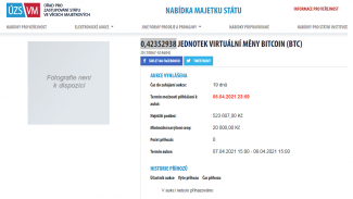 Stát poprvé draží kryptoměny.