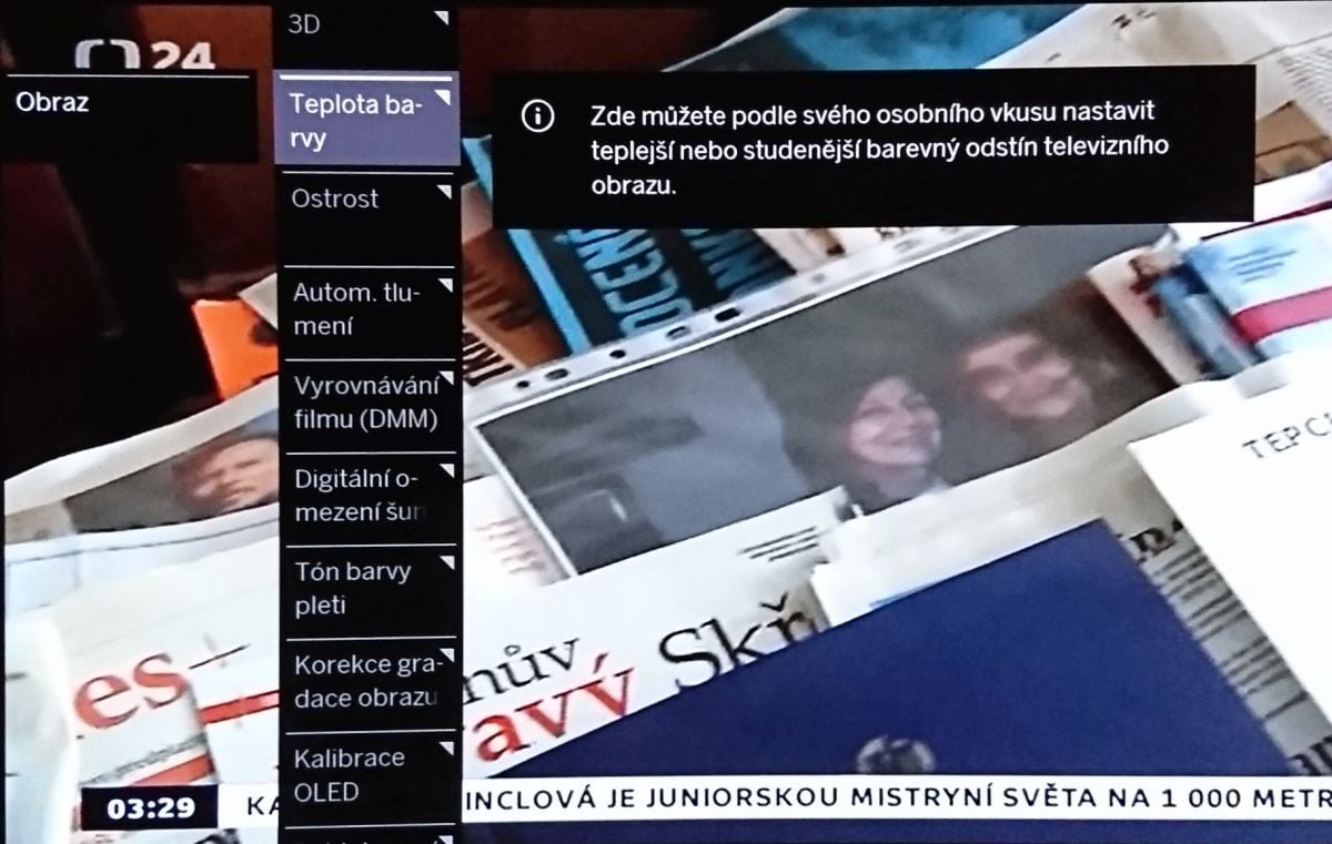Loewe Bild 5 OLED - menu nastavení
