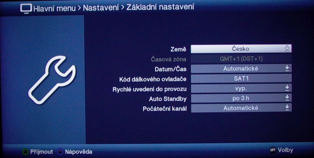 Technisat Digipal T2 DVR - menu nastavení
