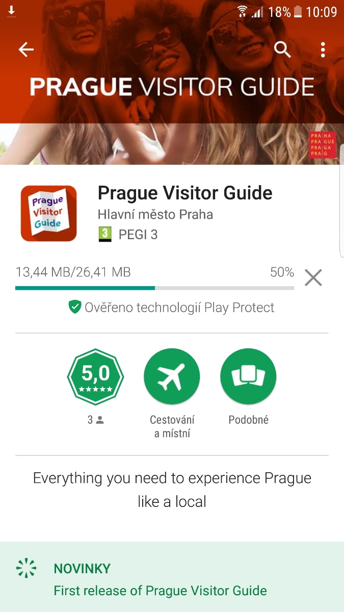 Aplikace Prague Visitor Guide od Prahy a Operátora ICT