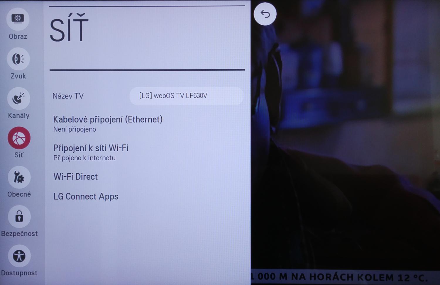 LG 43LF630V - Menu nastavení