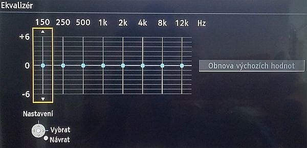 Vedle možnosti upravit basy a výšky nabízí televizor i úpravu parádního ekvalizéru. V tomto provedení na něj prakticky už nenarazíte.