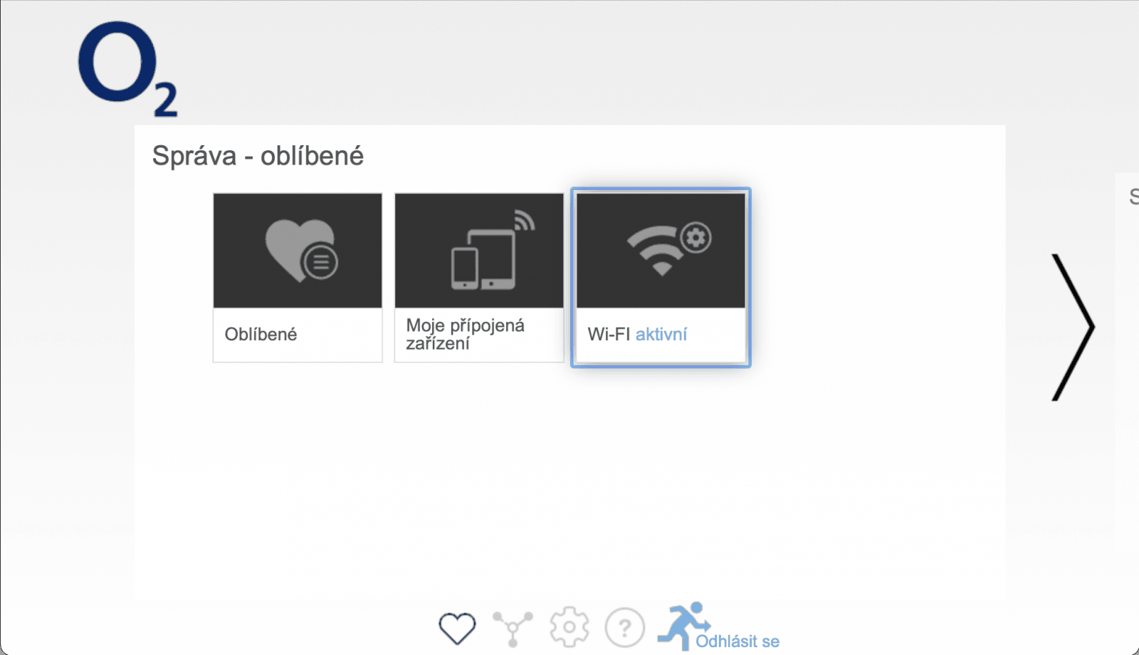 Úvodní obrazovka - oblíbené