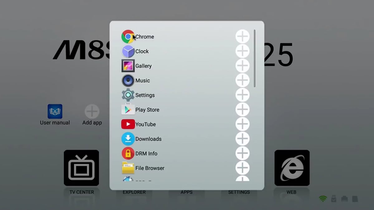 Mecool M8S Pro L - Start přístroje a menu (firemní OS)