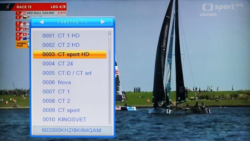TeleSystem TS6820 T2 HEVC twin - seznam stanic vyvoláte tlačítkem OK.