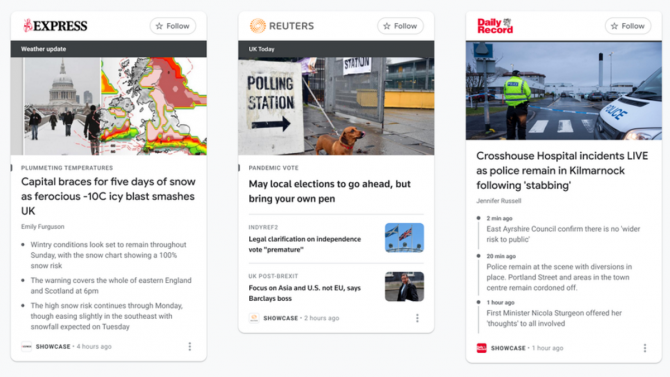 Google News Showcase - Velká Británie