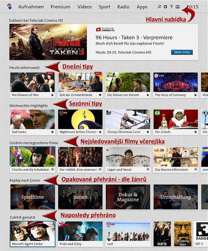 Swisscom TV 2.0 - Home Screen