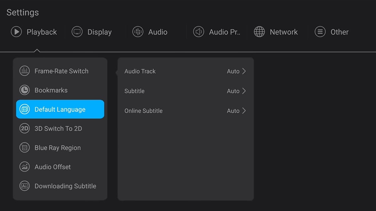 Zidoo X20 Pro - Nastavení přehrávání