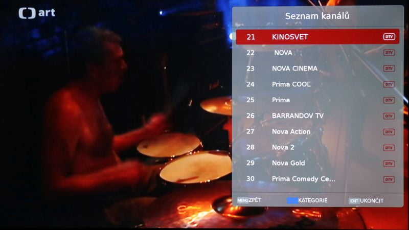 Seznam kanálů vyvoláte tlačítkem Chn. List.