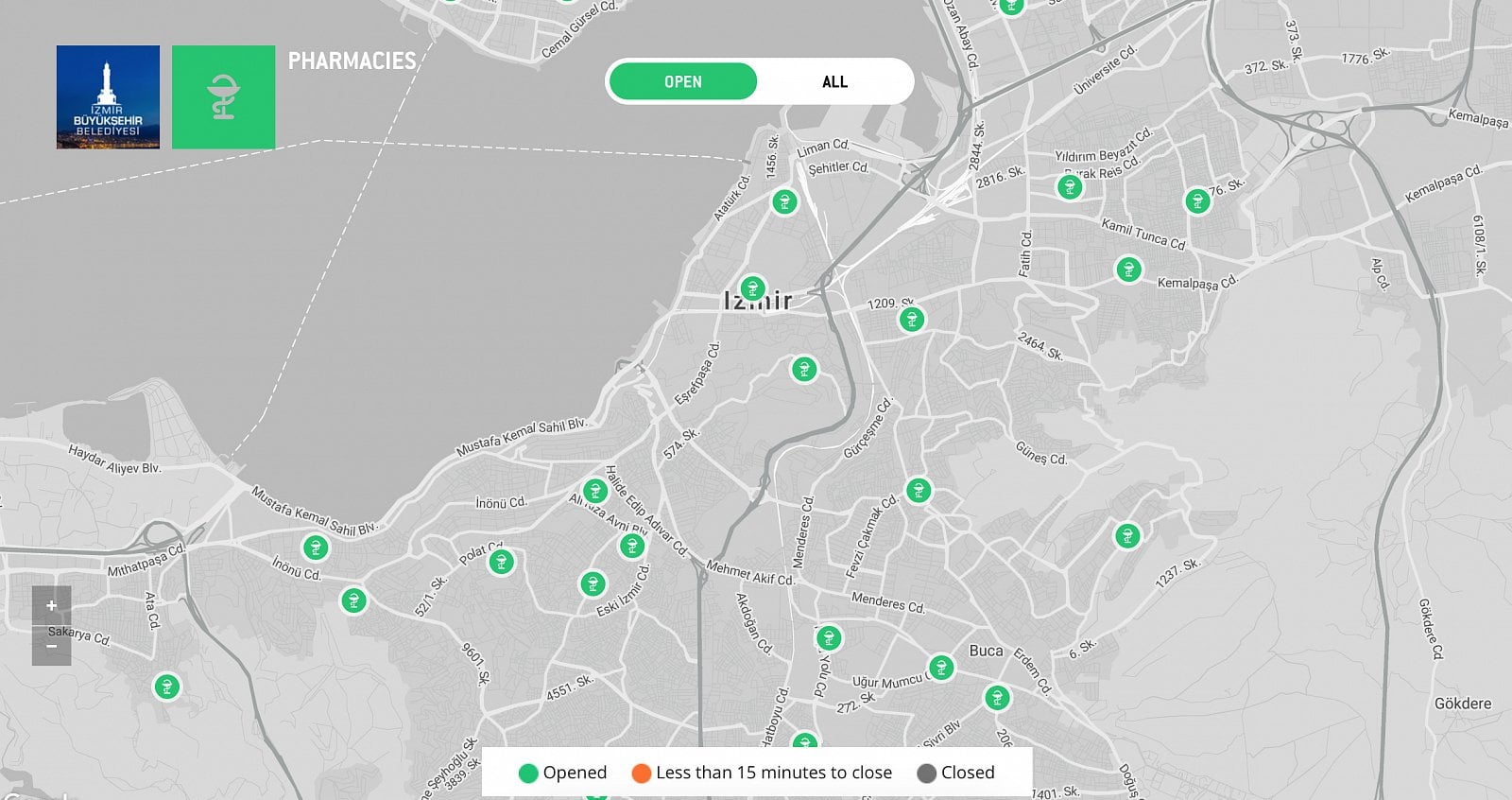 Invipo v Izmiru ukazuje třeba nonstop otevřené lékárny