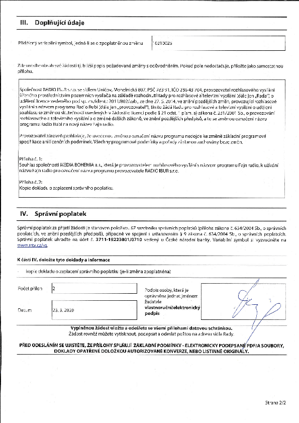 Žádost o přejmenování Radia Rubi