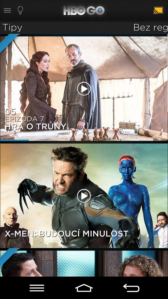 Prostředí HBO GO pro streamovací zařízení Chromecast od Googlu