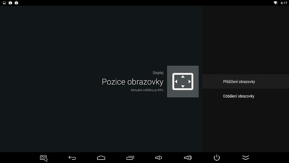 Evolveo Android Box Q5 4K - menu nastavení, displej