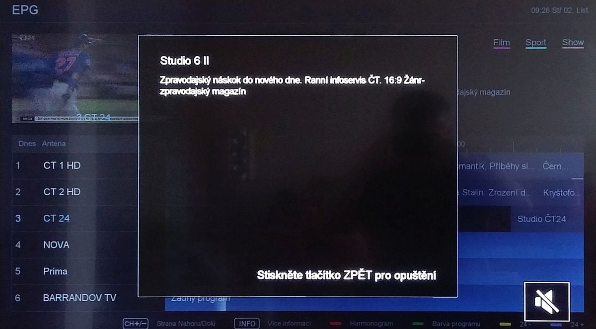 Hisense H43M3000 a H50M3300 - EPG