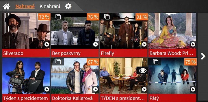 Řazení kanálů najdete na ikoně ozubeného kolečka.