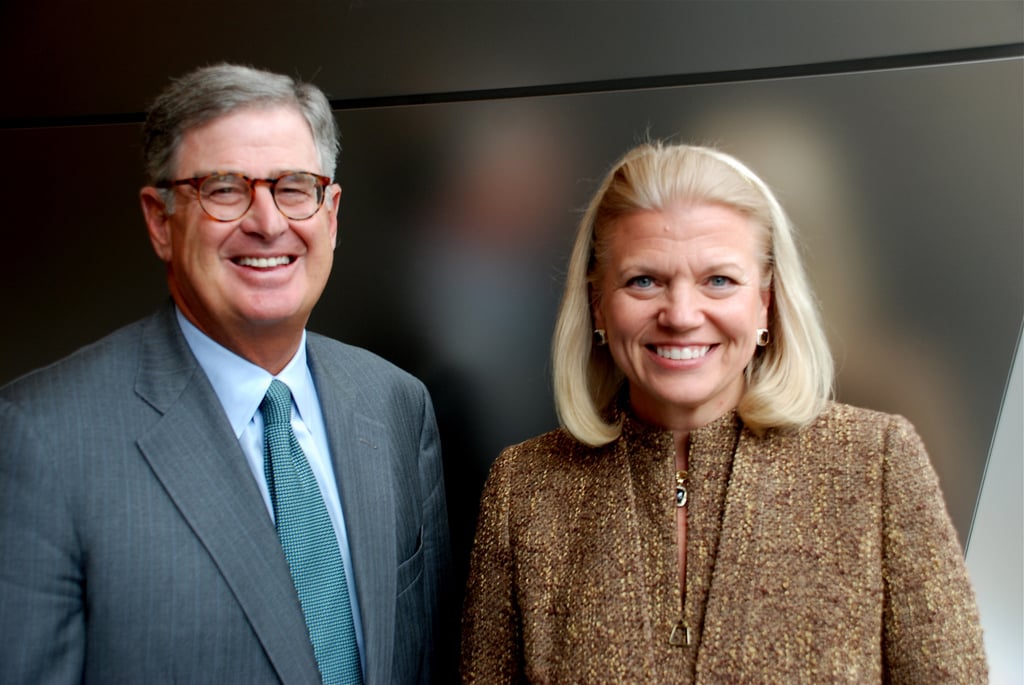 Bývalý šéf IBM Samuel Palmisano a současná ředitelka Virginia Rometty.