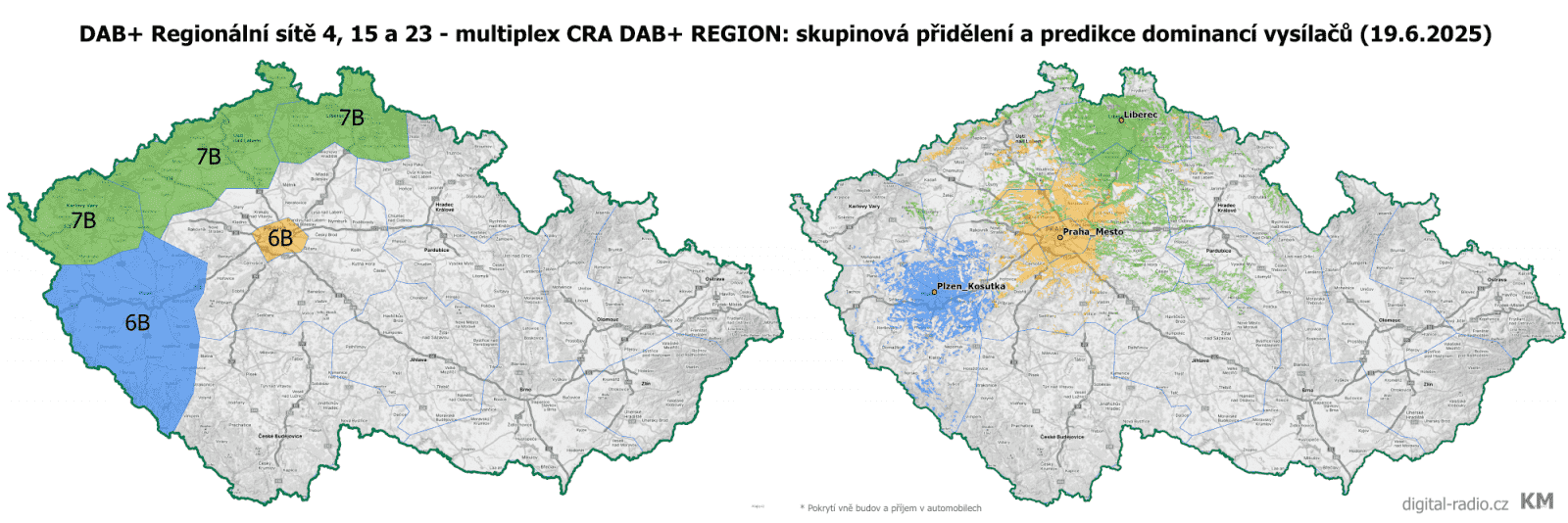 DAB+ regionální sítě ČRA