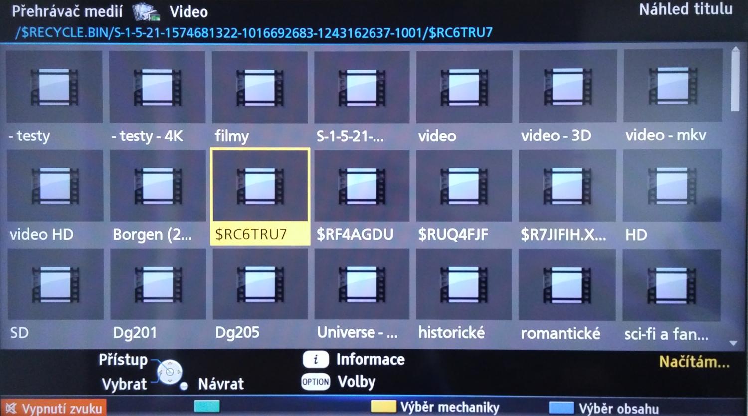 Panasonic TX-55CS620E - výpis typu "mišmaš", včetně přechodných souborů ve kterém se těžko vyznáte.